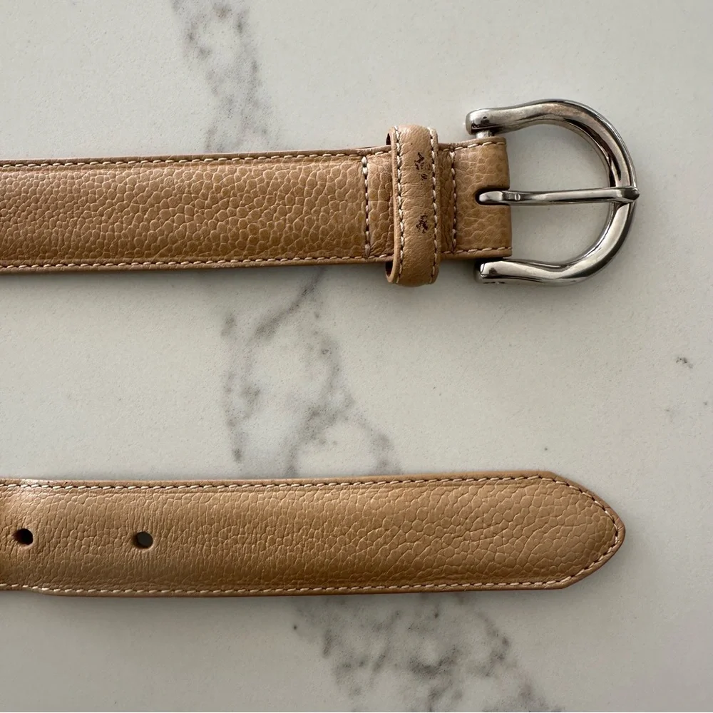 Vintage Coach Calfskin Belt Style 8567 in Tan with Silver Tone Buckle Size Large